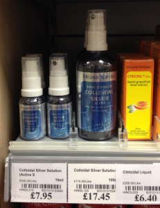 Colloidal silver on sale at NutriCentre, Horwich