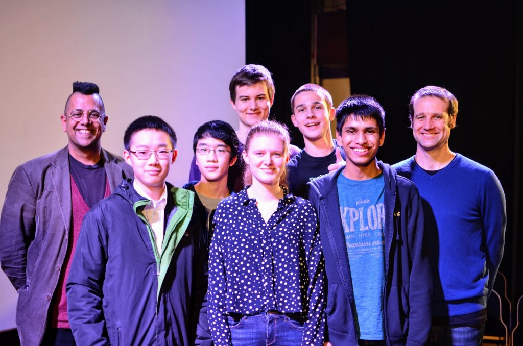 eft to right: Simon Singh (Good Thinking), Yuji Okitani (Tapton Academy), Charlie Hu (City of London School), Simon Wisniewski (St Paul's Catholic College), winner Connie Bambridge-Sutton (Reigate Grammar School), John Harber (King's College London Mathematics School), Shavindra Jayasekera (Wilson's School), Matt Parker (Maths Fest). Photo by Ben Sparks.